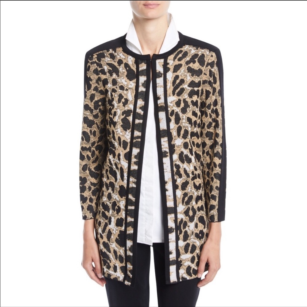 Misook Animal Print Long Jacket - Picture 1 of 5